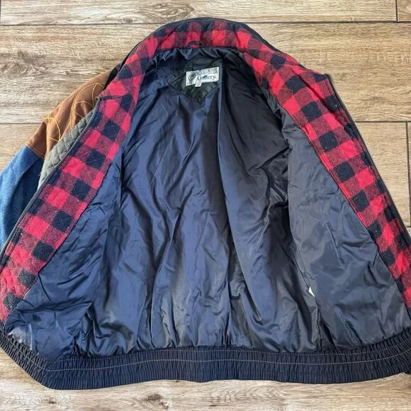 Patchwork Jacket XS Plaid Denim Pockets Cowboy Western Vintage - Picture 6 of 15